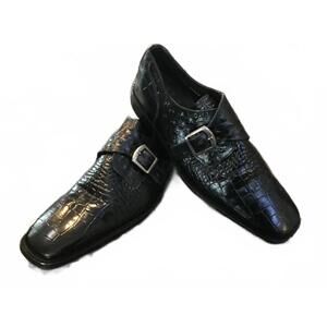 Stacy Adams Kasimir  Monk Strap Slip-On Black Croc Embossed Loafers 9 1/2M #F69